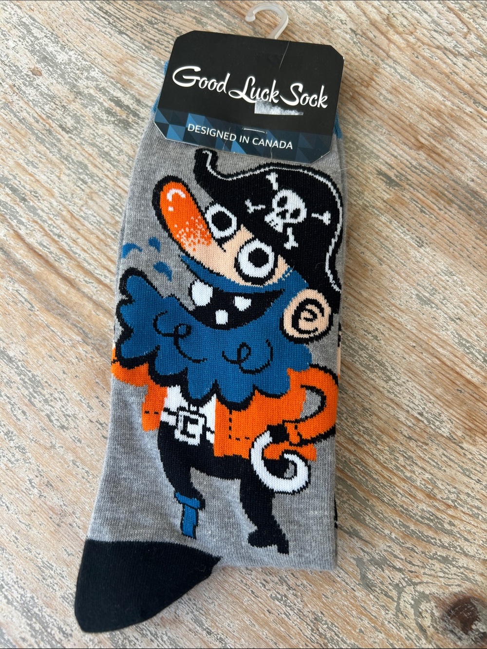 Men’s Pirate Crew Socks - Gray/Blue/Orange